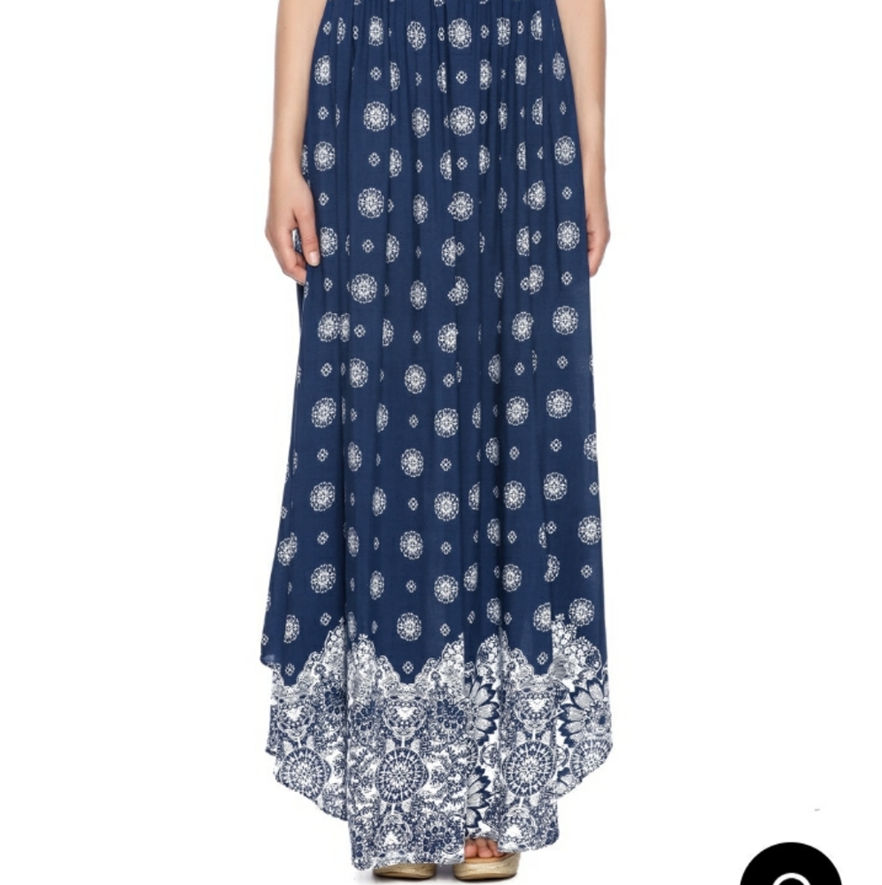 AAKAA BLUE PRINTED MAXI DRESS - Picture 7 of 8